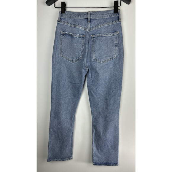 *Altered* Agolde Riley High Rise Straight Crop Distressed Denim Jeans 26" Waist - Picture 10 of 11